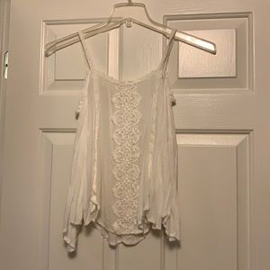 White cold shoulder top